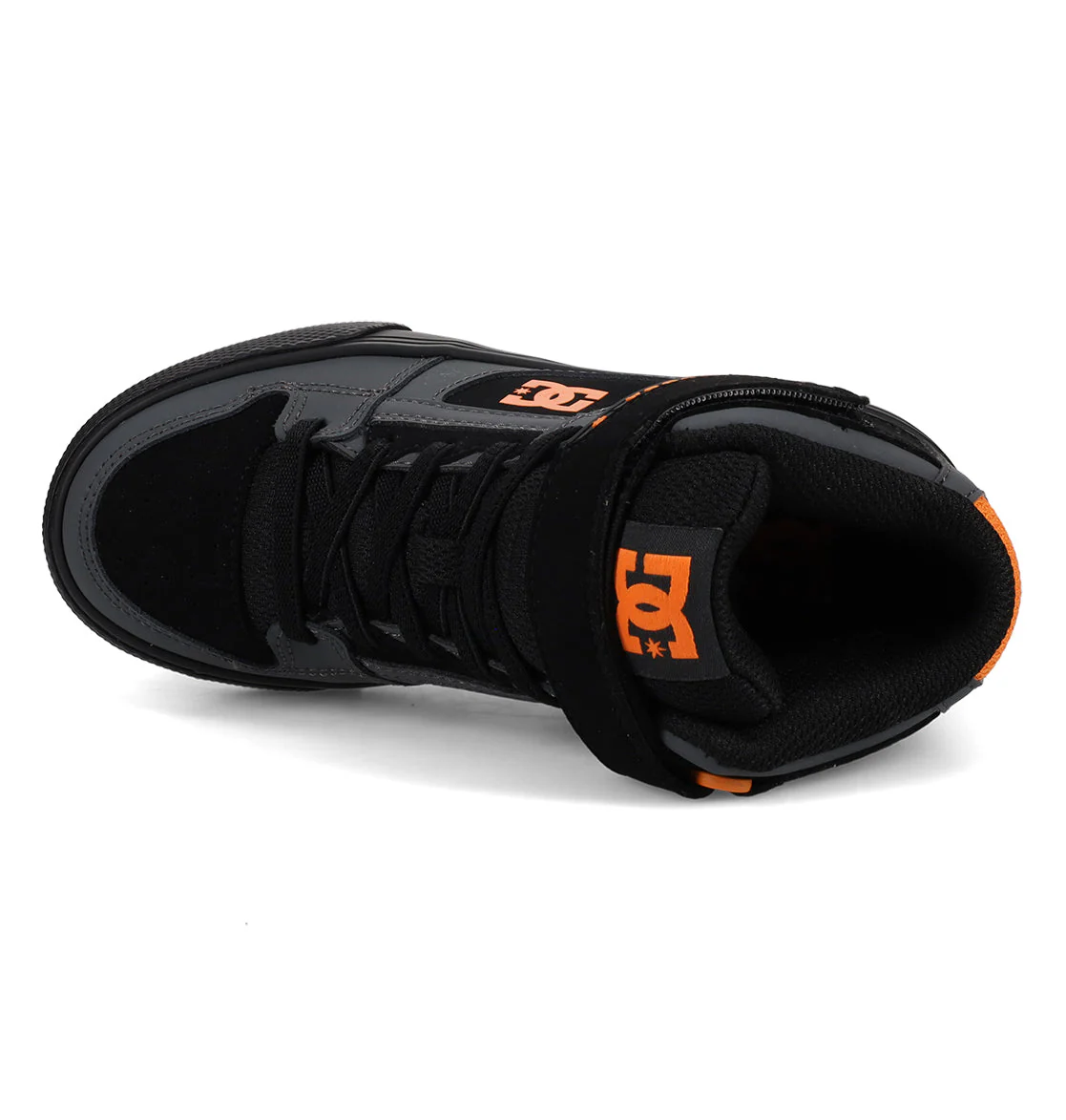 DC Youth Pure High Top EV Shoes- Grey/Black/Orange - Image 5