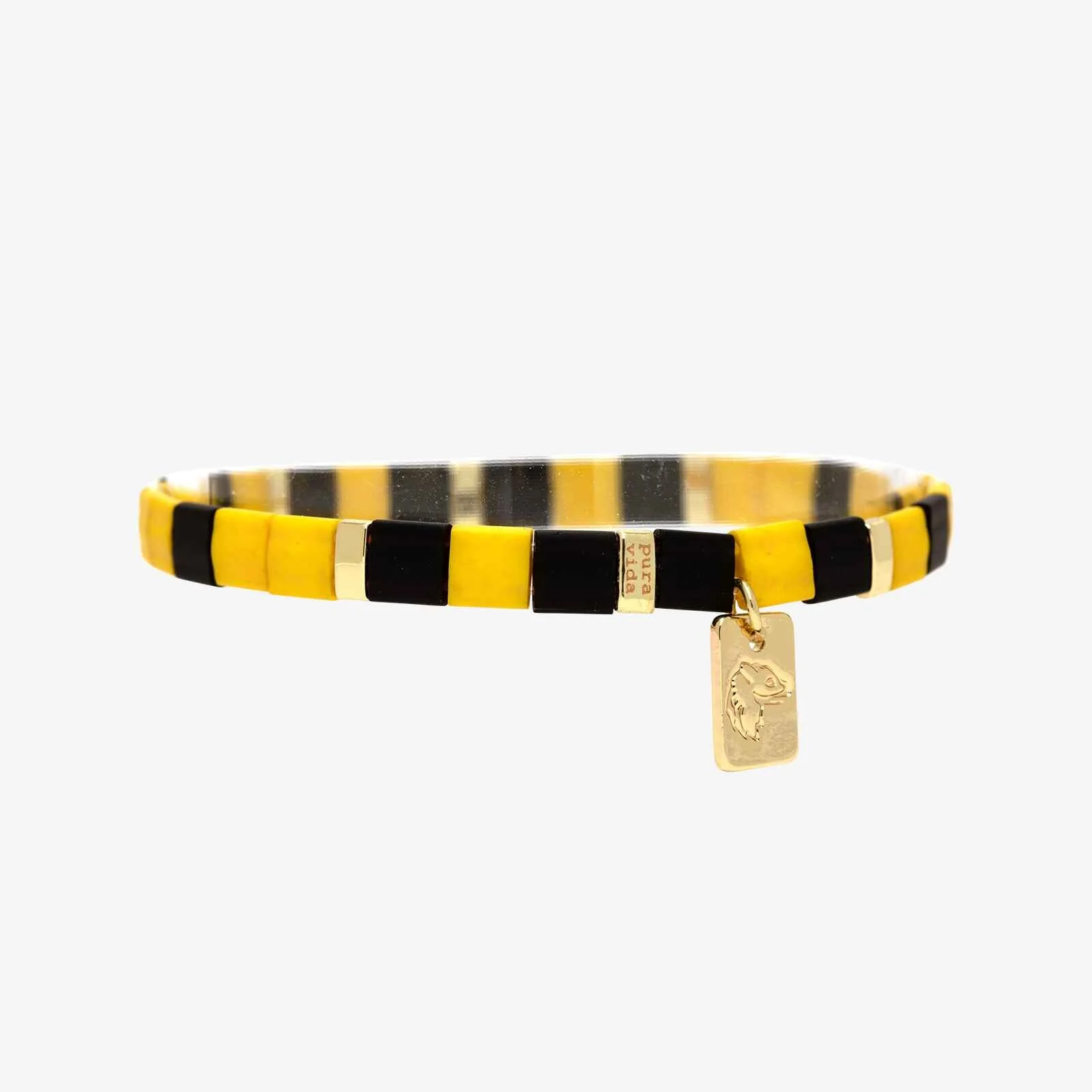 Pura Vida Tile Bead Gold Stretch Bracelet - Image 3