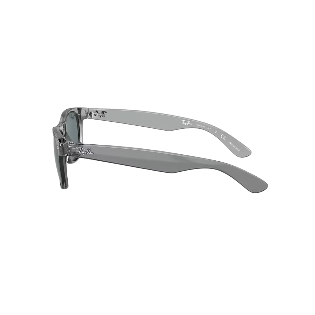 Ray Ban Men's New Wayfarer Sunglasses- Transparent Grey, Polar Dark Blue - Image 4
